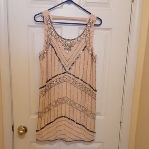 Forever 21 Cream and Silver Embellished Mini Dress